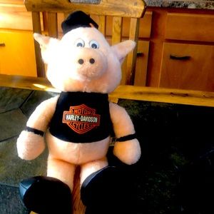 Peach pig Harley Davidson black T-shirt 19 inches tall